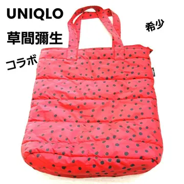 레어 유니클로 쿠사마 야요이 콜라보 토트백 도트 빨간색 블랙 퀼팅