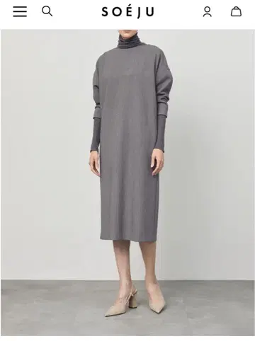 새상품급 소에주 soeju 울 라이크 9부 소매 원피스 그레이 S 사이즈