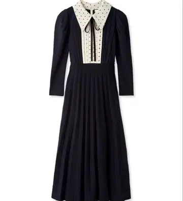 블라우스 칼라 도킹 플리츠 니트 원피스 0 사이즈