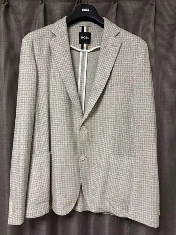 BOSS 베이지 체크 무늬 테일러드 자켓 사이즈 54