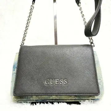 [ 새상품급 ] GUESS 데님 가죽 2way 숄더백 체인