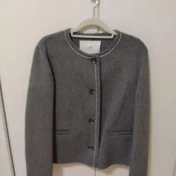 울 노카라 코트 숏 기장 미사용 새상품 차콜 그레이