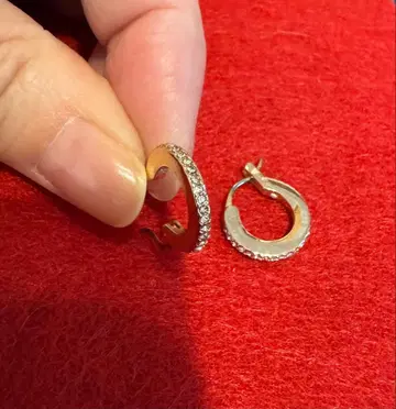 골드 스톤 부착 후프 귀걸이(소형)