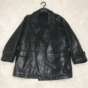 고급 램 가죽 더블 브레스트 자켓 빈티지