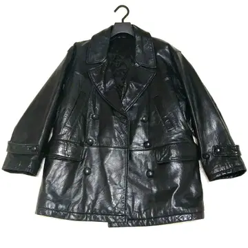 고급 양가죽 램 가죽 더블 브레스트 자켓 코트 빈티지