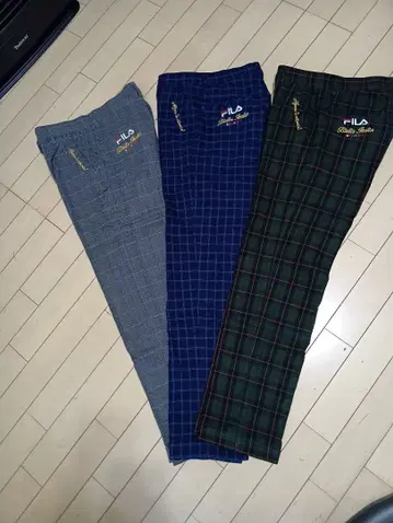 FILA 체크 무늬 속기모 팬츠 3종 세트