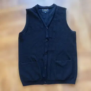 BEAMS 블랙 버튼 부착 베스트 S 사이즈