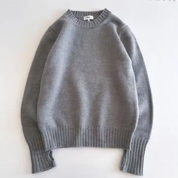 하이크 / 울 니트 그레이 2 리브 크루넥 스웨터