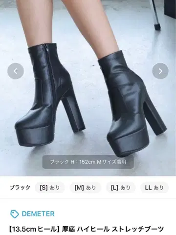 DEMETER 블랙 하이힐 부츠