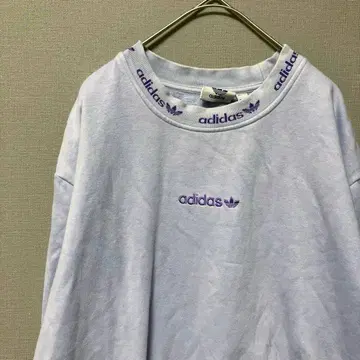 아디다스 속기모 맨투맨 트레이닝복 (XL) 크루넥 로고 자수 퍼플
