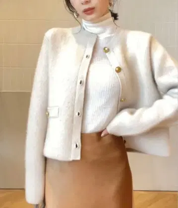 anuans 아뉴앙스 캐시미어 블렌드 노카라 니트 자켓