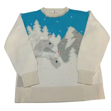 레어 MUVEIL 뮤베르 호스 인터샤 니트 화이트