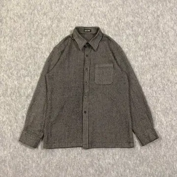 빈티지 블랙 울 스트라이프 패턴 남성용 셔츠 고급스러움