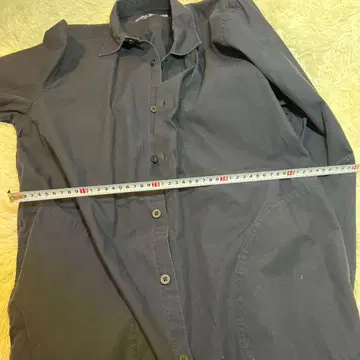 네이비 코튼 버튼업 셔츠 L 무인양품 롱셔츠