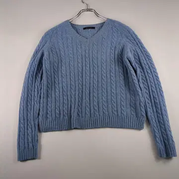 맥피 케이블 니트 울 캐시미어 케이블 짜임 V넥 스웨터 고품질