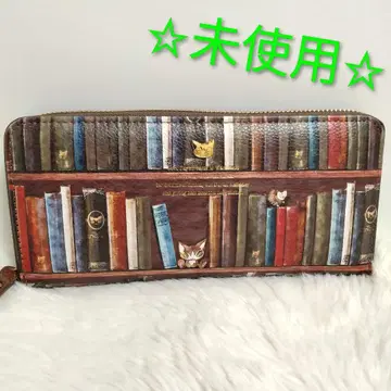 미사용 Bebe Dayan 장지갑 도서 고양이 패턴 라운드 지퍼 베베다얀