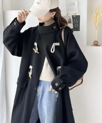 블랙 더플 코트