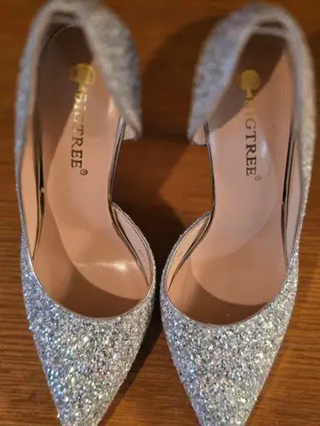 실버 글리터 하이힐 라메 23.5cm