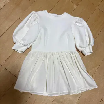 birthday bash 화이트 코튼 튜닉 반팔 프릴