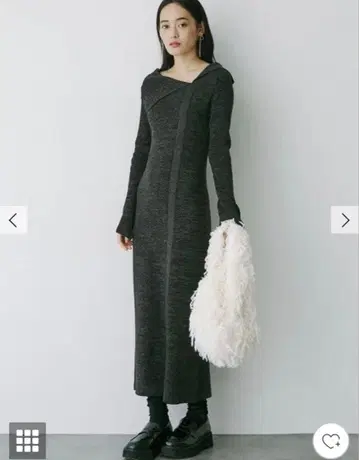 러그나문 아지메 넥 리브 니트 원피스