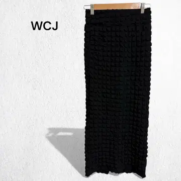 WCJ 스커트 타이트 롱 기장 주름 가공 스트레치 슬릿