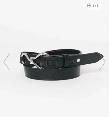 센스 오브 플레이스 블랙 x 실버 후크식 가죽 벨트