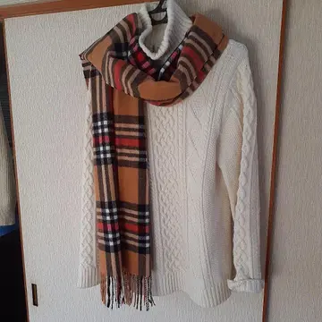 인기 체크 무늬 머플러 베이지 MOONBAT