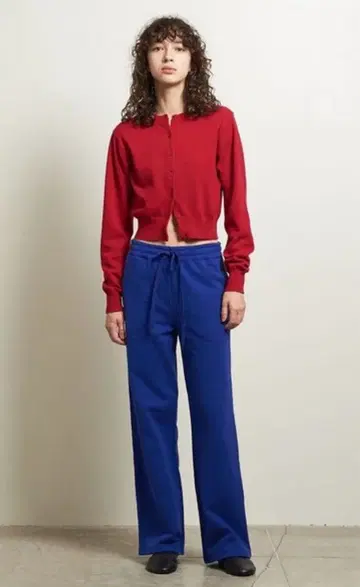 ATTISESSION 숏 크루넥 가디건 레드