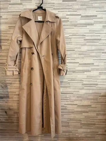 AMERI 아메리 트렌치코트 스프링 코트 플리츠 이소재 베이지