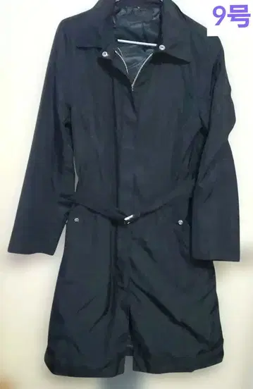 ICB 나일론 롱 코트 벨트 포함 블랙 9호