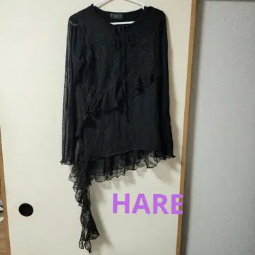 HARE 비대칭 레이스 튜닉 블랙