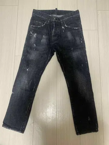 다크 그레이 데미지 가공 슬림핏 데님 42