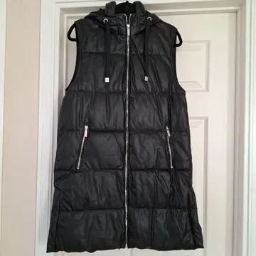 ZARA 자라 블랙 후드 부착 다운 베스트 슬릿 버튼