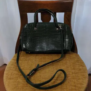 다크 그린 크로커다일 패턴 숄더백