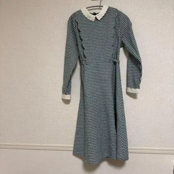 Fint 스캘럽 깅엄 체크 원피스 머리띠 포함