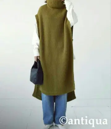 미사용 새상품! antiqua 롱 니트 베스트