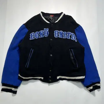 00s 에코 리미티드 바시티 자켓 2XL 블랙 울 Y2K 7336