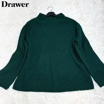 새상품급 Drawer 울 캐시미어 9G 하찌 크루넥 니트 그린 1호
