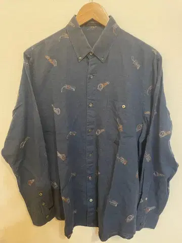 파파스 시계 자수 네이비 긴팔 셔츠