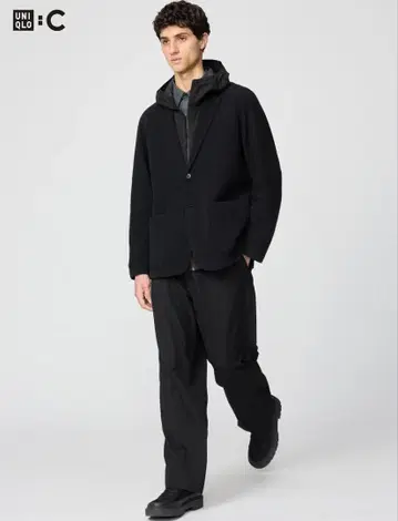 UNIQLO : C 이지 와이드 테이퍼드 팬츠 L 사이즈 블랙