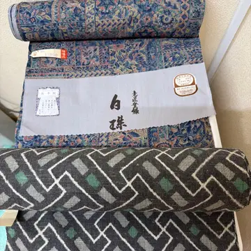 화이트 진주 기모노 옷감 블루 계열 그린 계열