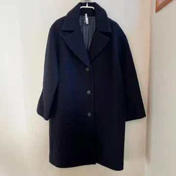 다크 네이비 체스터 코트 울 혼방