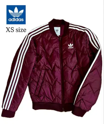 adidas 버건디 퀼팅 자켓 XS