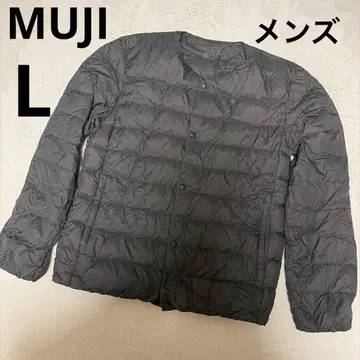 [고품질] MUJI 무인 남성용 경량 다운 노카라 자켓 L 블랙