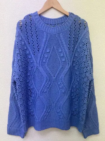 MEDE19F 시스루  스웨터 블루 여성용 M