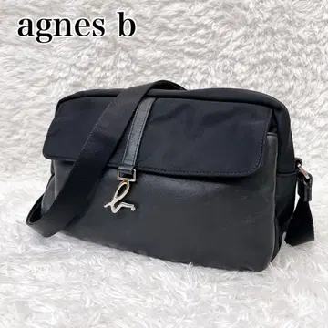 에네스베 가죽 숄더백 카메라백 로고 금장 장식 블랙