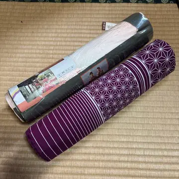 보라색 꽃 무늬 기모노 옷감 미사용 2개 세트