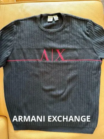 Armani Exchange 블랙 코튼 면 긴팔 스웨터