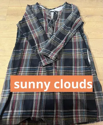 Sunny Clouds 체크 무늬 긴팔 튜닉
