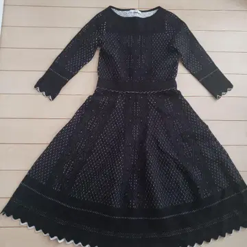 ANAY 바이컬러 레이스 자카드 플레어 원피스 36